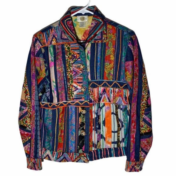 Sandy Starkman Vintage Denim Patchwork Jacket - Picture 1 of 10